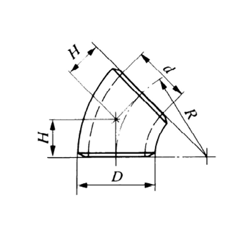Відвід 355,6x10 мм, модель 3D, 45°, Тип B, сталь P265NL, бесшовний, ДСТУ EN 10253-2